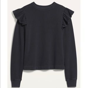 Ruffle-Trim French-Terry Cropped Sweatshirt